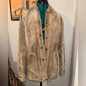 Vintage men’s sz.M/L genuine suede leather shirt-jacket - “very used” condition.